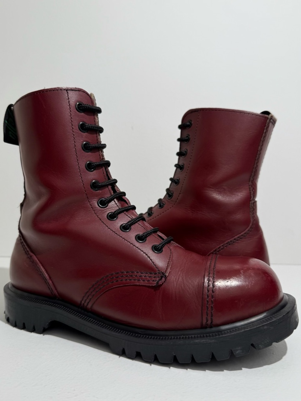Vintage Getta Grip England Oxblood Red Leather Steel Toe Boots UK 5